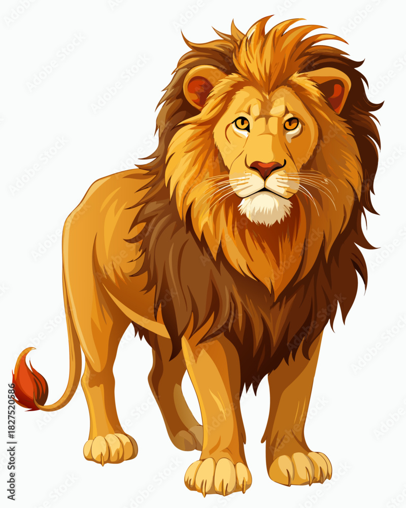 Fototapeta premium Lion real, full body , white background 