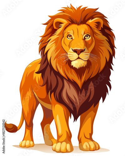 Lion real, full body , white background	