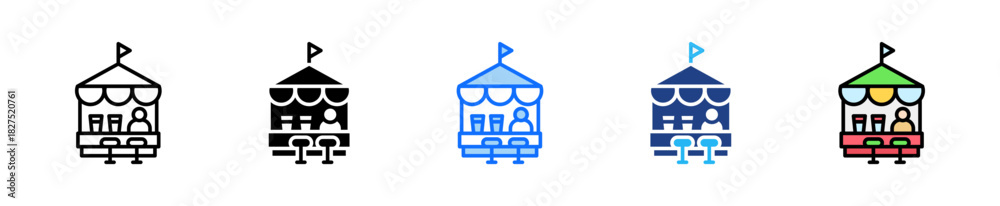 Fototapeta premium Open Air Market Icon Set Multiple Style Collection