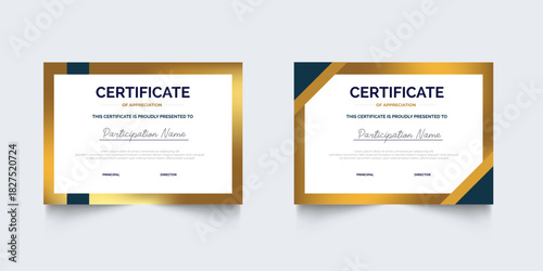 Flat design modern certificate template for corporate or awards. For creative award, business, and education needs