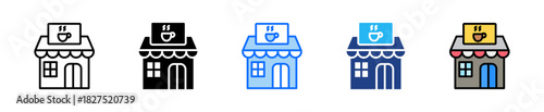 Local Coffee Stand Icon Set Multiple Style Collection
