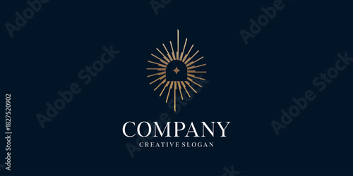 Infinity Outline Gear Letter S Technology Creative Sun Logo Design Template Art Deco Luxury Arch Light Ray Elegant Vintage Logo Template