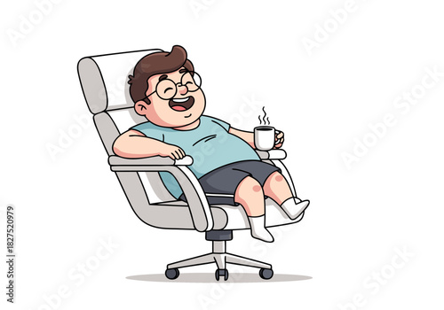 Relaxing Man Sitting in Chair with Coffee