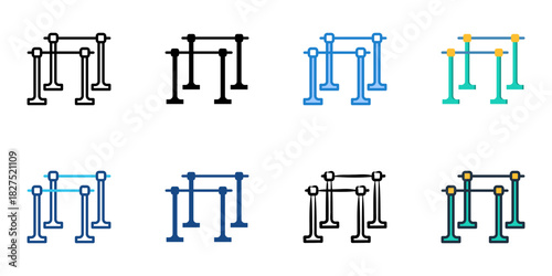 Parallel Bars icon set multiple style vector collection
