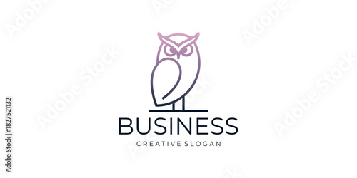 Minimalist Owl Outline Symbol Logo Design Template