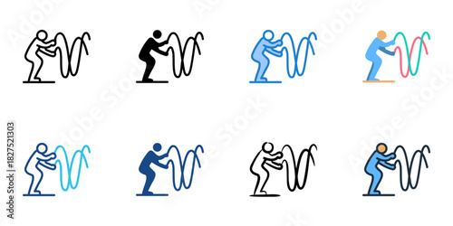 Battle Rope icon set multiple style vector collection
