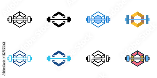 CrossFit Box icon set multiple style vector collection

