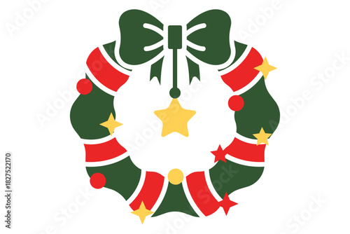 Christmas wreath icon. solid icon style. icon related to christmas. christmas elements vector illustration