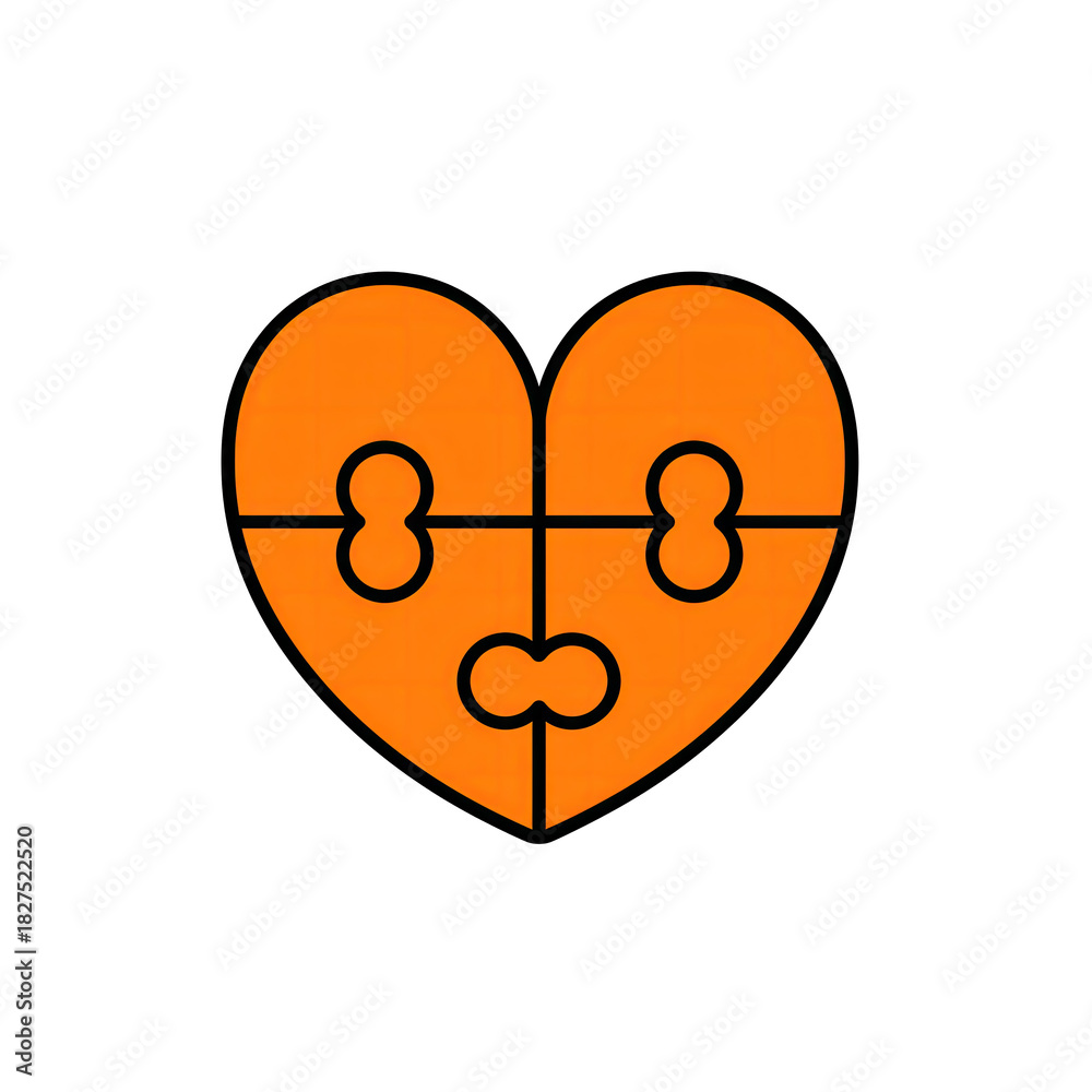 Obraz premium Orange Heart Puzzle Piece Icon with Simple UI Notification Message Graphic Design Element on Transparent Background