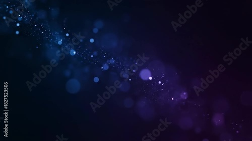 Abstract blue background with magic winter light and star particles, a dark vector Christmas snow design