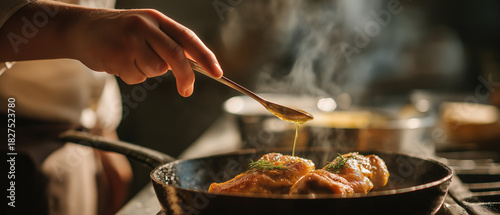 AI generator image of Cooking in a wok, where the chef pours oil or sauce into the hot, smoking food. Stir-frying or deep-frying in a wok. cooking method shown in the picture is stir-frying,