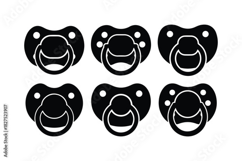 Baby Pacifier Solid Silhouette Vector Set