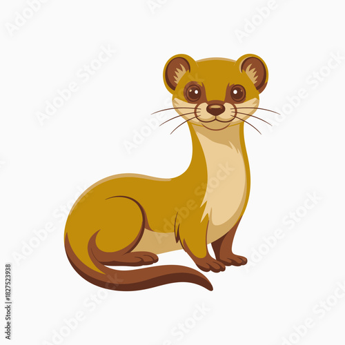 A cute cartoon weasel with a playful demeanor brings a sense of joy and humor, embodying warmth, friendship, and lightheartedness in a charming, animated style.
