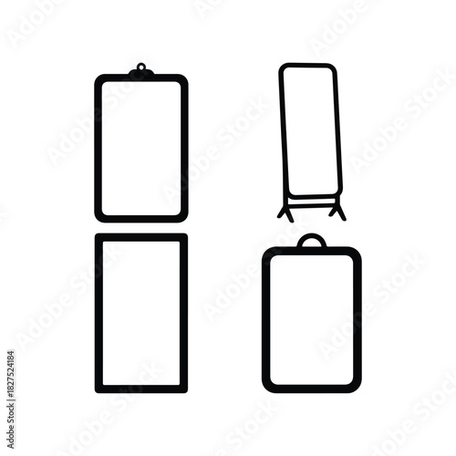 Bedroom Mirror Solid Silhouette Vector Set