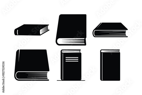 Bedside Book Solid Silhouette Vector Set