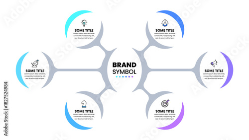 Infographic template. Abstract circle with 6 connected steps