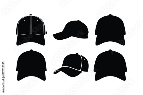 Cap Solid Silhouette Vector Set