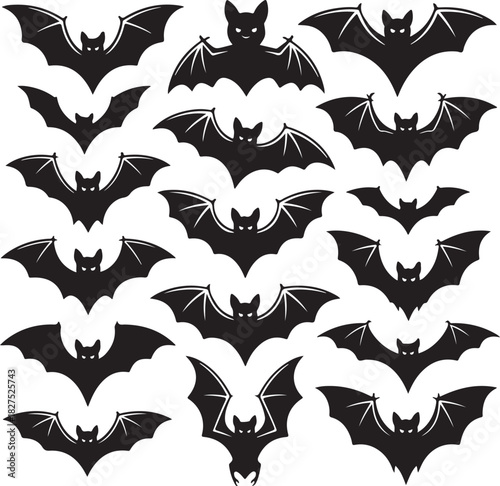 Silhouette Bats Flying Seamless Pattern Halloween Theme Vector Illustration Design