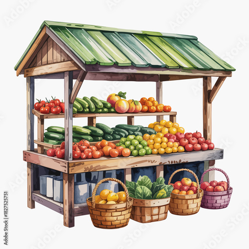 A market stall brimming with fresh fruits and vegetables highlights the abundance of nature, promoting healthy eating and community support through locally sourced produce.