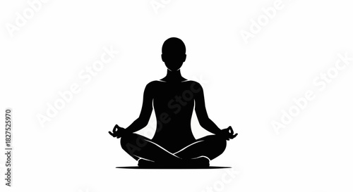 Silhouette of a Person Meditating in Lotus Position.