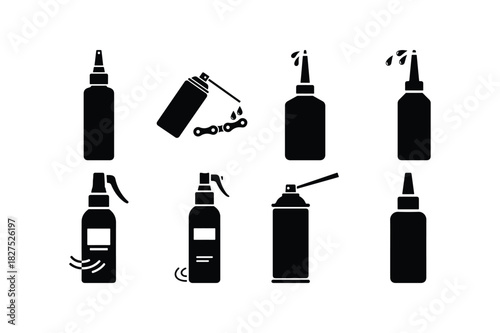 Chain Lube Solid Silhouette Vector Set