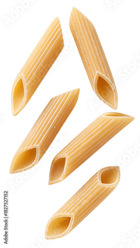 Raw Penne Pasta Pieces Isolated on Transparent Background