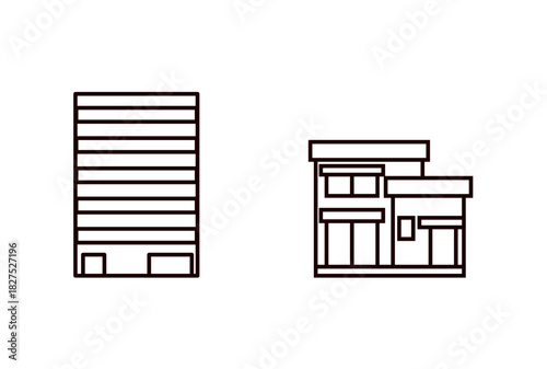 マンションと一軒家のシンプルなアイコン