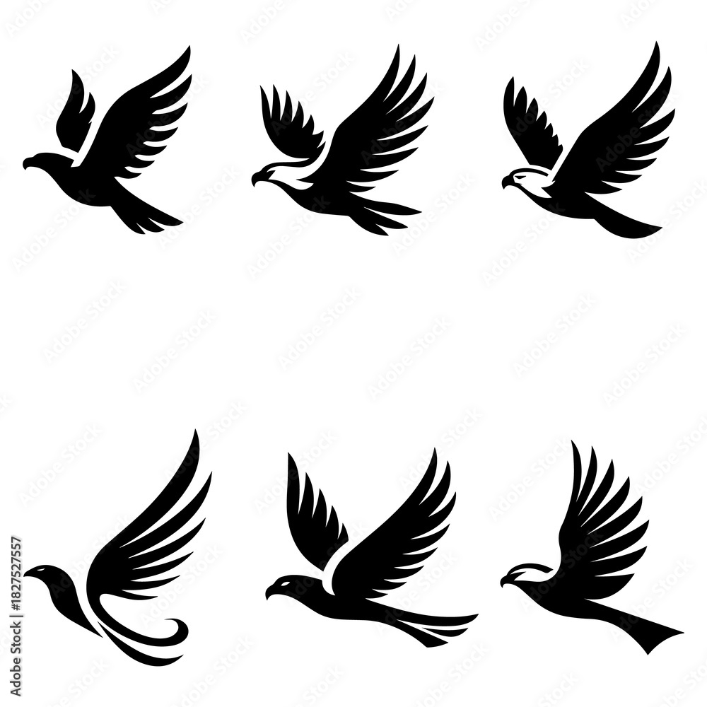 Fototapeta premium Flying Bird Silhouette Collection | Bird Flock Vector