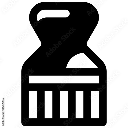 Dishwashing brush. Outlined stroke vector icon with black-filled details.