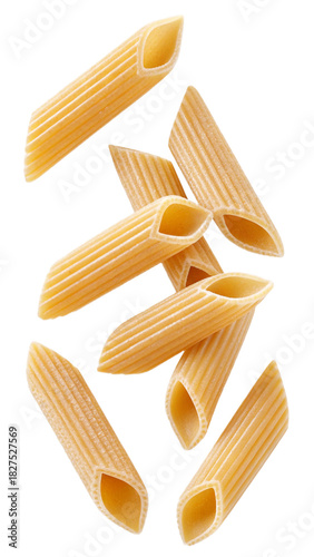 Raw Penne Pasta Pieces Isolated on Transparent Background