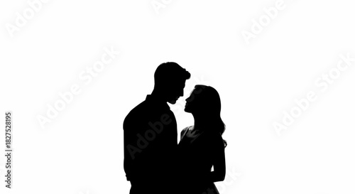 Silhouette of a couple in a romantic embrace.
