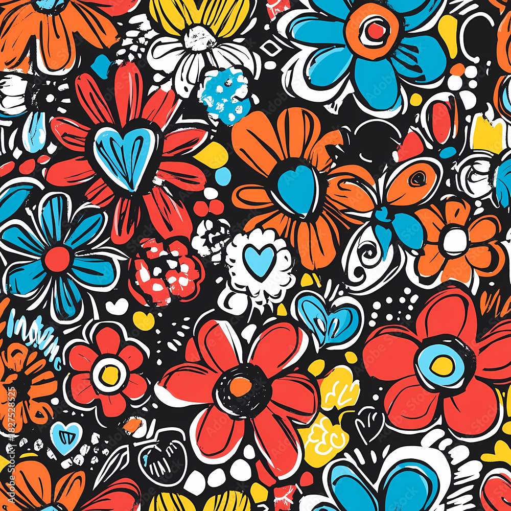 Fototapeta premium Colorful Floral Pattern Design