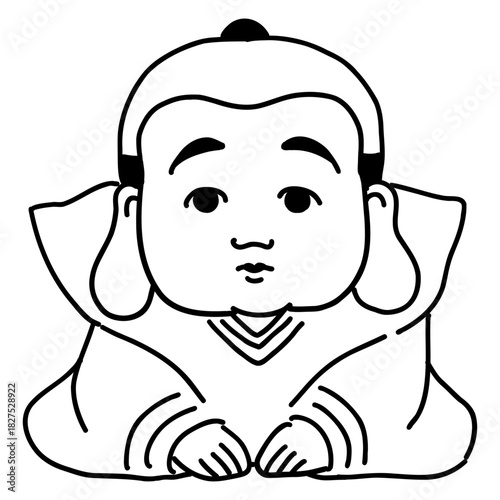 縁起物　福助　線画