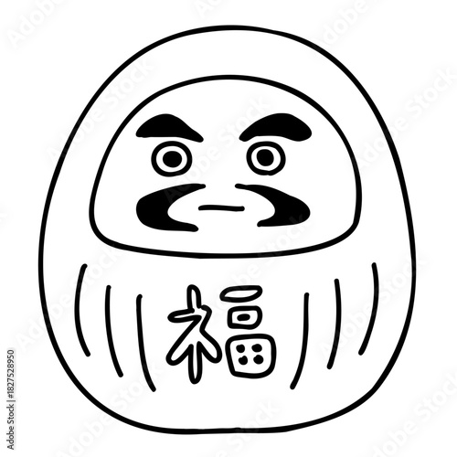 縁起物　だるま　線画