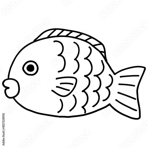 縁起物　鯛　線画