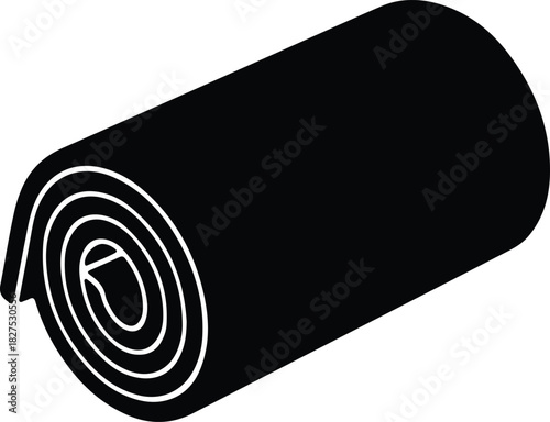 Illustration black rolled yoga mat icon graphic silhouette vector