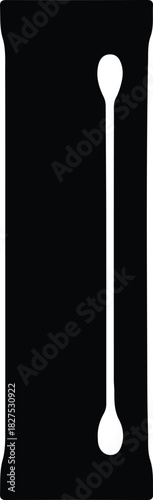 Illustration Cotton swabs simple black and white silhouette vector