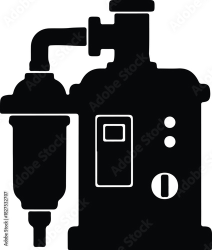 Illustration industrial water chiller system black silhouette vector