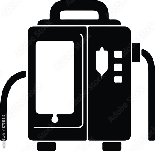 Illustration of an IV infusion pump device black silhouette vector