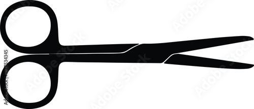 Illustration simple black scissors sharp blades open silhouette vector