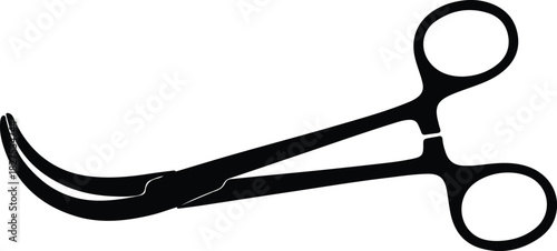 Illustration Surgical clamp curved silhouette vector