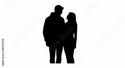 Black silhouette of a romantic couple standing together.