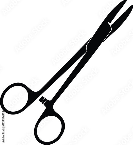 Illustration Surgical Needle Holder black medical instrument silhouette vector