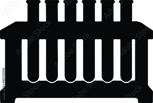 Illustration test tubes rack filled silhouette vector