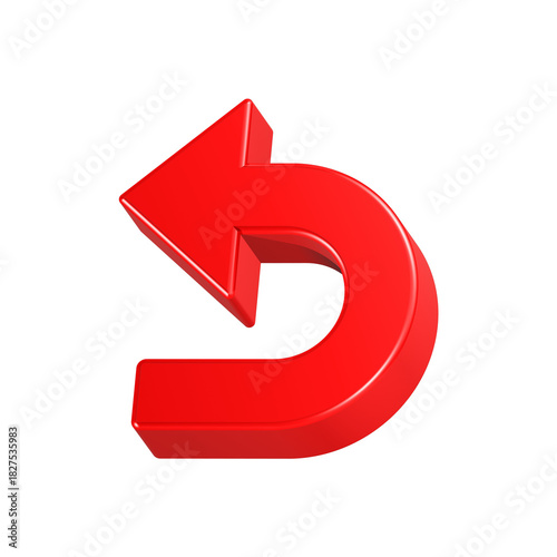 Free Download 3d rendering icon undo or go back in red color - GFXLoad
