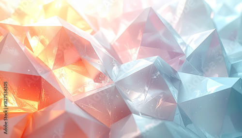 立体的な多面体が光を反射する未来感あふれる抽象3D背景テクスチャ