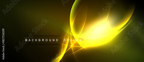 Abstract golden lines create dynamic flow. Bright center radiates energy against dark backdrop. Modern design element.