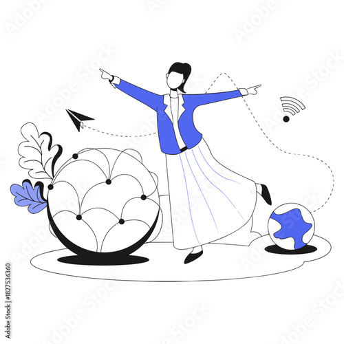 Whirling dervish performing a spiritual dance with abstract elements