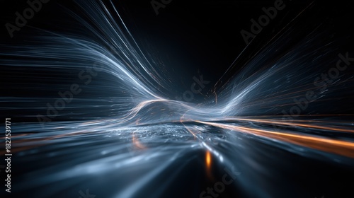 Fototapeta Naklejka Na Ścianę i Meble -  Abstract tech tunnel with flowing light lines --ar 16:9 --v 7 Job ID: e8f28fa5-bd9e-42be-a6a1-cccaf1c40272