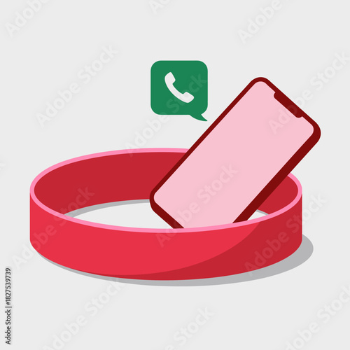 A smartphone nestled within a stylish fitness tracker indicates modern technology's role in fitness and health management, bridging lifestyle and connectivity seamlessly.